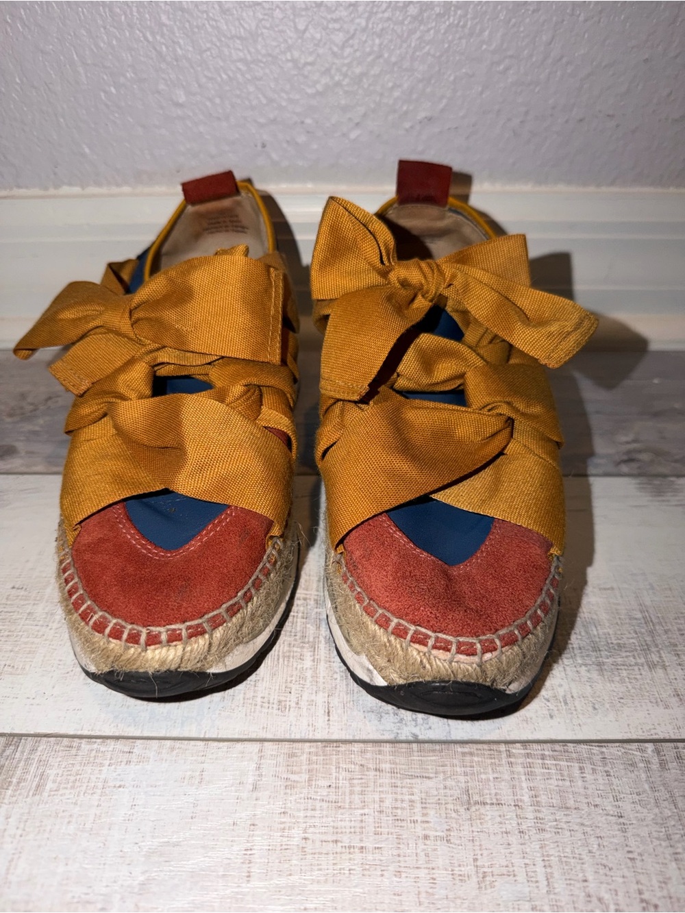 Free People Rust/Marigold Espadrille Ribbon Sneakers Sz.37